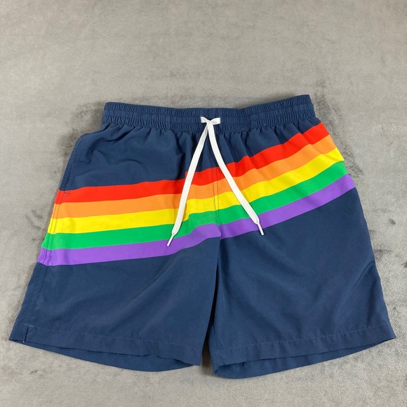 chubbies Other - Chubbies Mens Rainbow Stripe Swim Trunks Navy Blue 7 Inch Inseam Medium